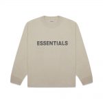 Fear Of God Essentials 3d Silicon Applique Boxy Long Sleeve T-shirt Olive/khaki