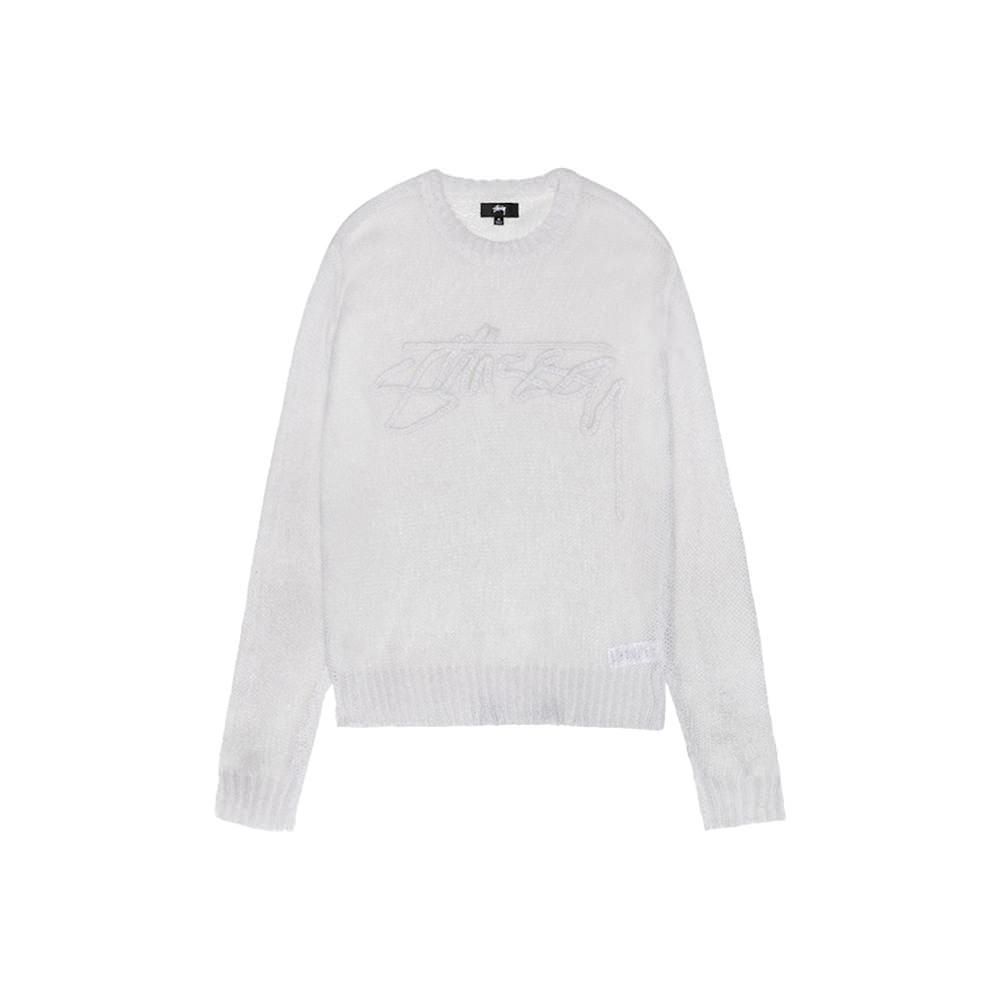 Stussy Loose Knit Logo Sweater Bone