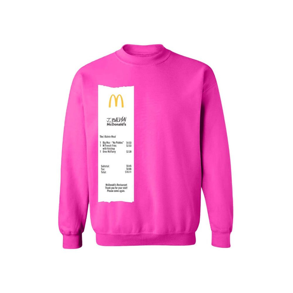 J Balvin x McDonald s Receipt Sweatshirt 1 PinkJ Balvin x