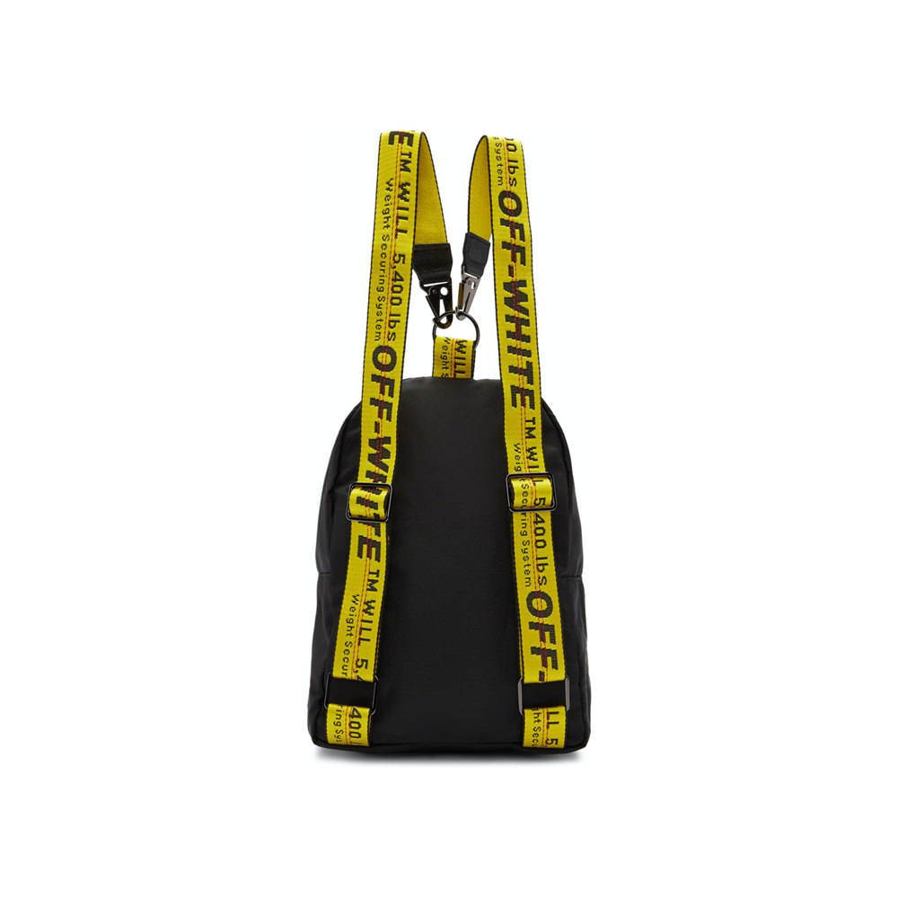 OFF-WHITE Backpack Mini Black Yellow in Nylon with GunmetalOFF-WHITE Backpack Nylon Mini Black Yellow in Nylon with Gunmetal - OFour