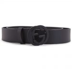 Gucci Matte Black Interlocking G Belt Leather 1.5W Black in Leather with Matte Black