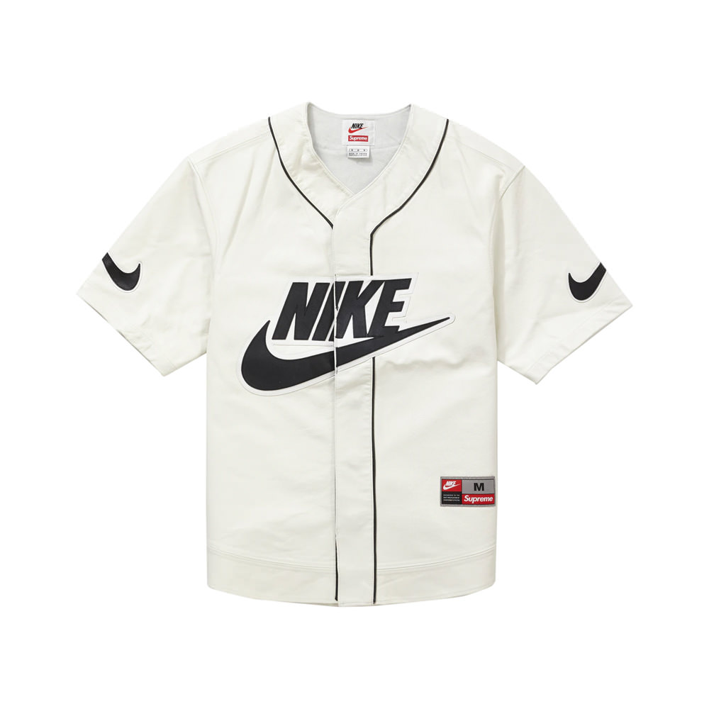 Supreme Nike Leather Baseball Jersey WhiteSupreme Nike Leather Baseball  Jersey White - OFour
