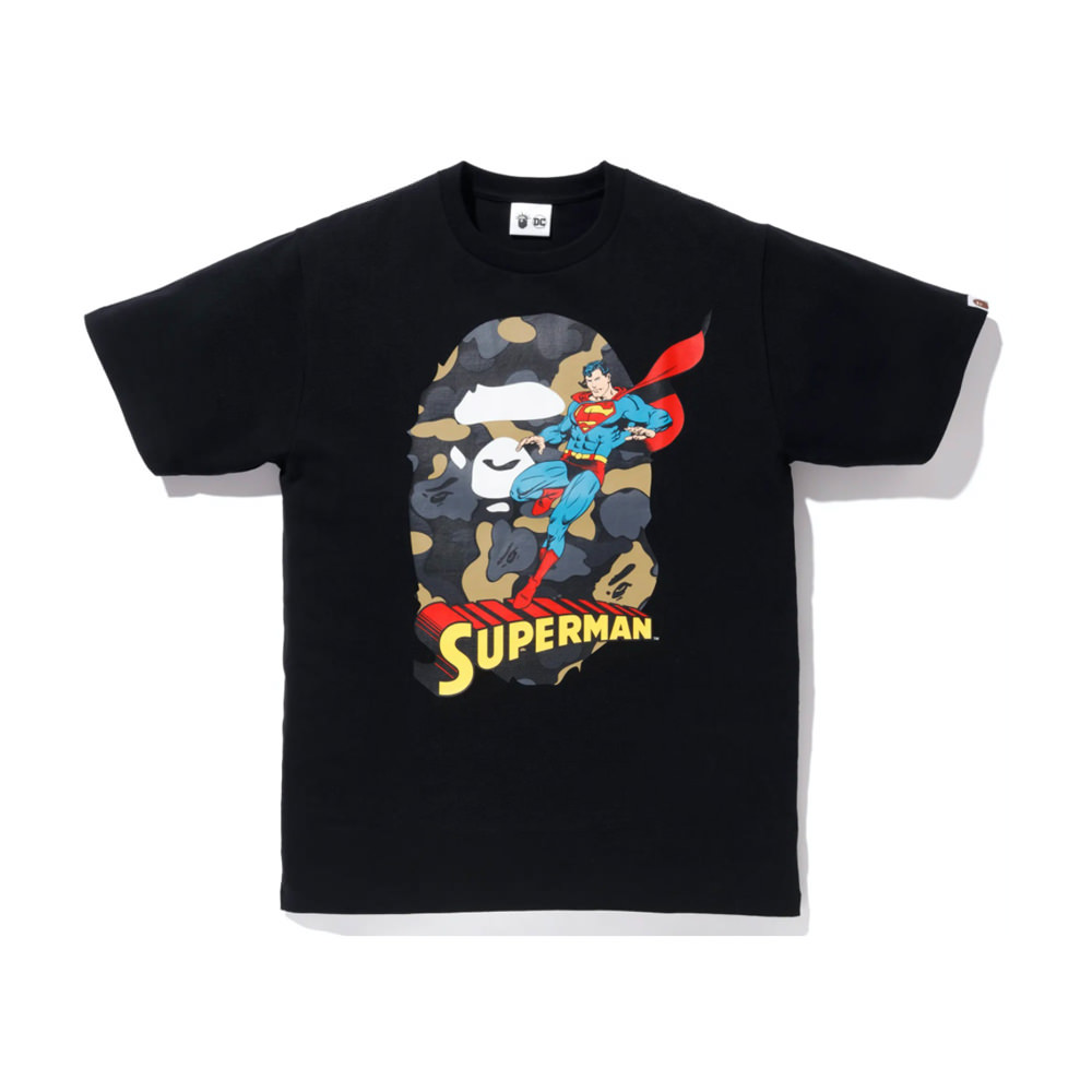 Bape X Dc Ape Head Superman Tee BlackBape X Dc Ape Head Superman