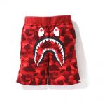 Bape Color Camo Shark Sweat Shorts Red
