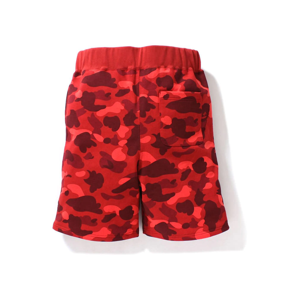 Red and sale camo bape shorts