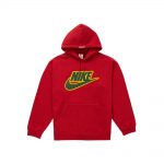 Supreme Nike Leather Applique Hooded Sweatshirt Red