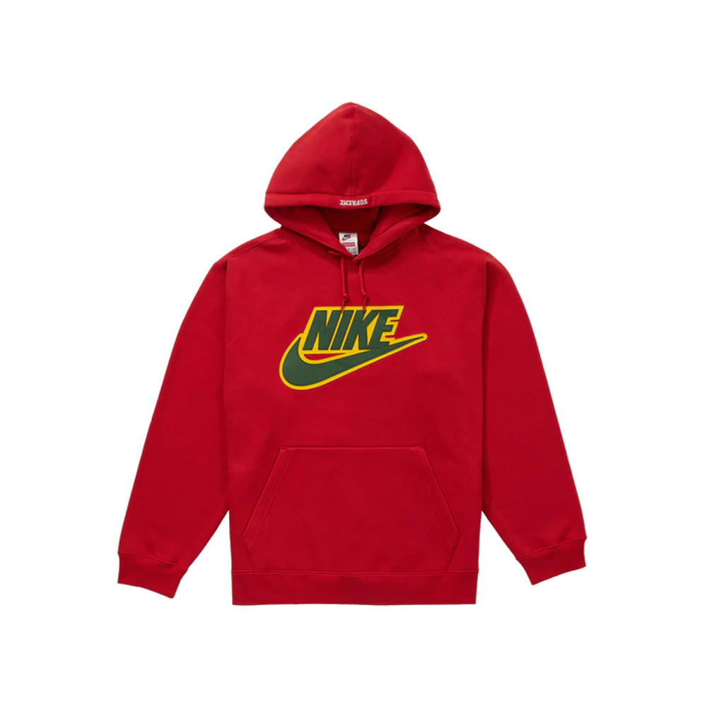 Supreme Nike Leather Applique Hooded Sweatshirt RedSupreme Nike