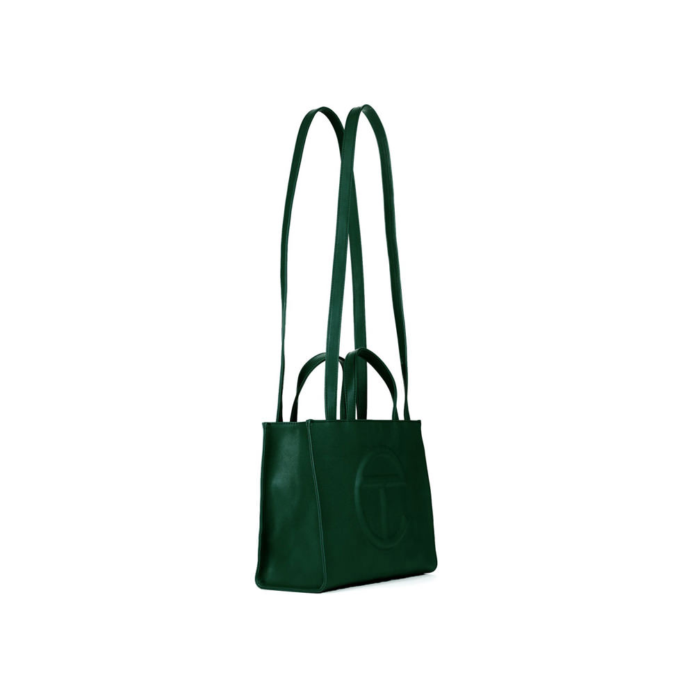 Telfar Shopping Bag Large Dark Olive in Vegan Leather with Silver-tone - US