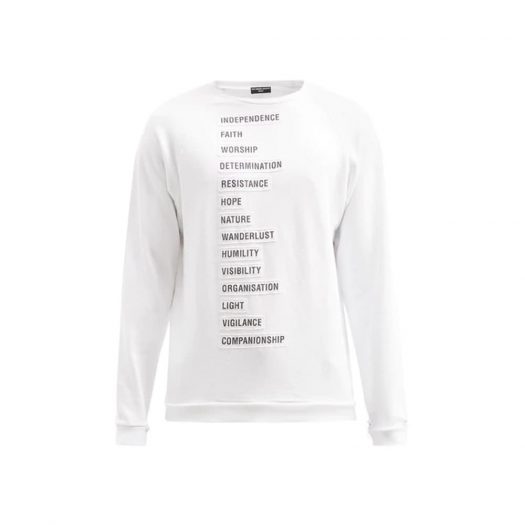 Raf Simons Archive Redux SS02 Word Print Cotton Jersey Sweatshirt White