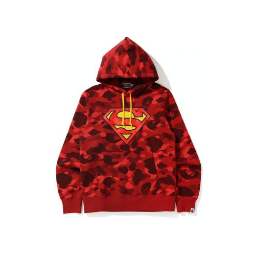Bape X Dc Superman Camo Pullover Hoodie Red