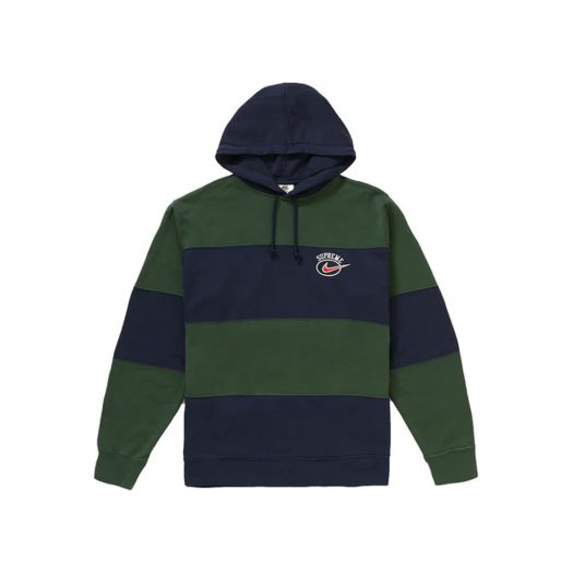 Supreme Nike Stripe Hooded Sweatshirt Navy