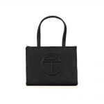 Telfar Shopping Bag Small Black in Vegan Leather with Silver-tone