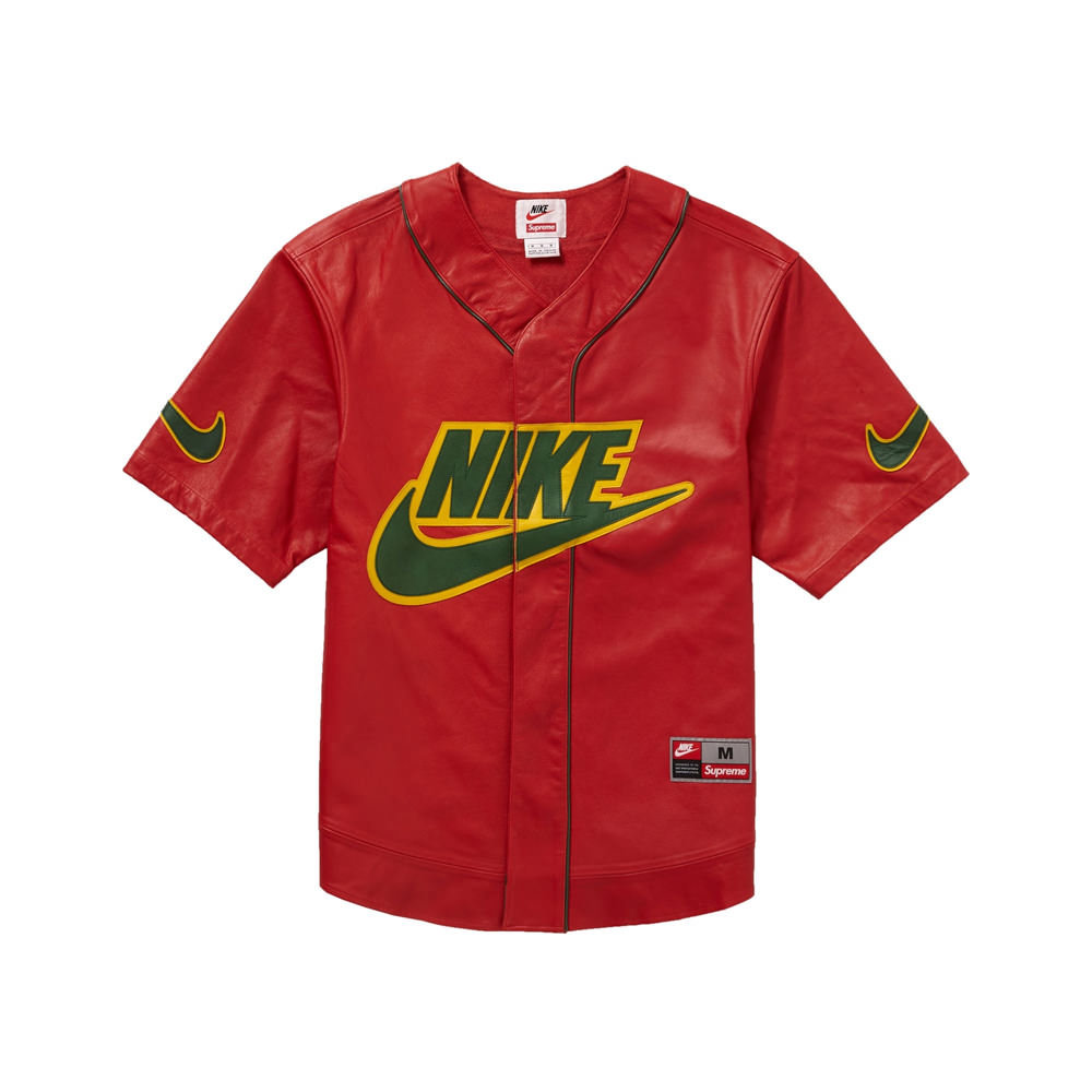 Supreme Nike Leather Baseball Jersey Red