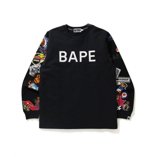 Bape Multi Motif Print Relaxed L/S Tee Black