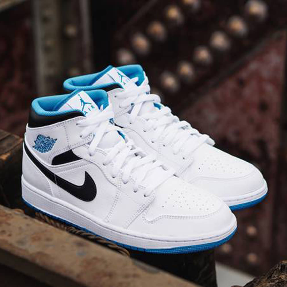 nike air jordan 1 retro mid laser blue white black