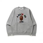 Bape College Applique Relaxed Fit Crewneck Gray