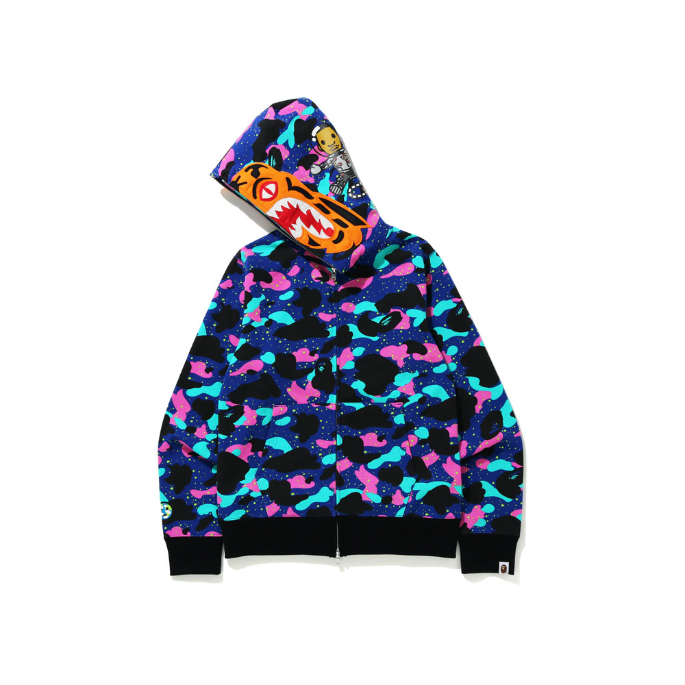 2XL BAPE × KID CUDI multi camo Tiger full zip hoodie A Bathing Ape Size XXL