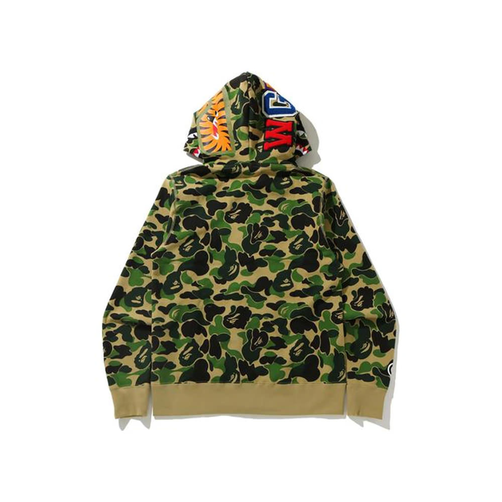 Bape Big Abc Camo Shark Wide Full Zip Double Hoodie GreenBape Big