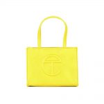 Telfar Shopping Bag Small Yellow in Vegan Leather with Silver-tone