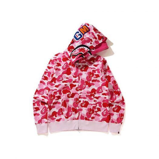 BAPE Big ABC Camo Shark Wide Full Zip Double Hoodie Pink