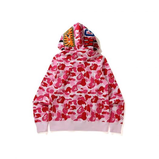 BAPE Big ABC Camo Shark Wide Full Zip Double Hoodie Pink