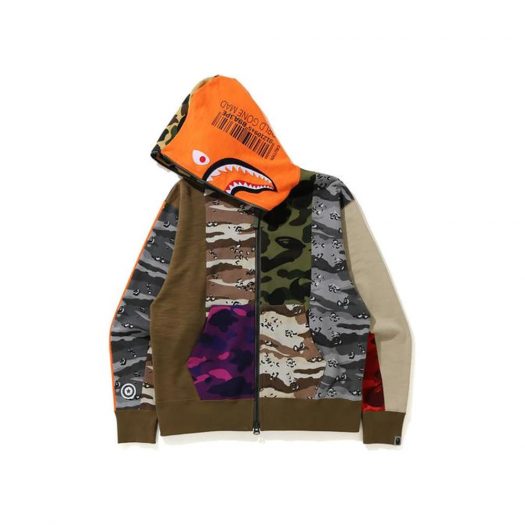 Bape Crazy Camo Mad Shark Relaxed Full Zip Hoodie Multi