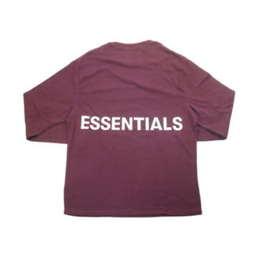 FEAR OF GOD Essentials Boxy Graphic Long Sleeve T-Shirt Burgundy