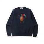 Bape College Applique Relaxed Fit Crewneck Navy