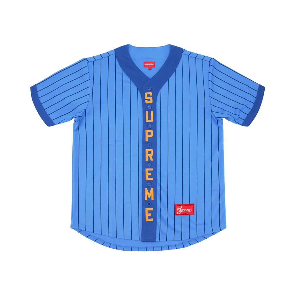 Supreme Vertical Logo Baseball Jersey Blue/YellowSupreme Vertical Logo