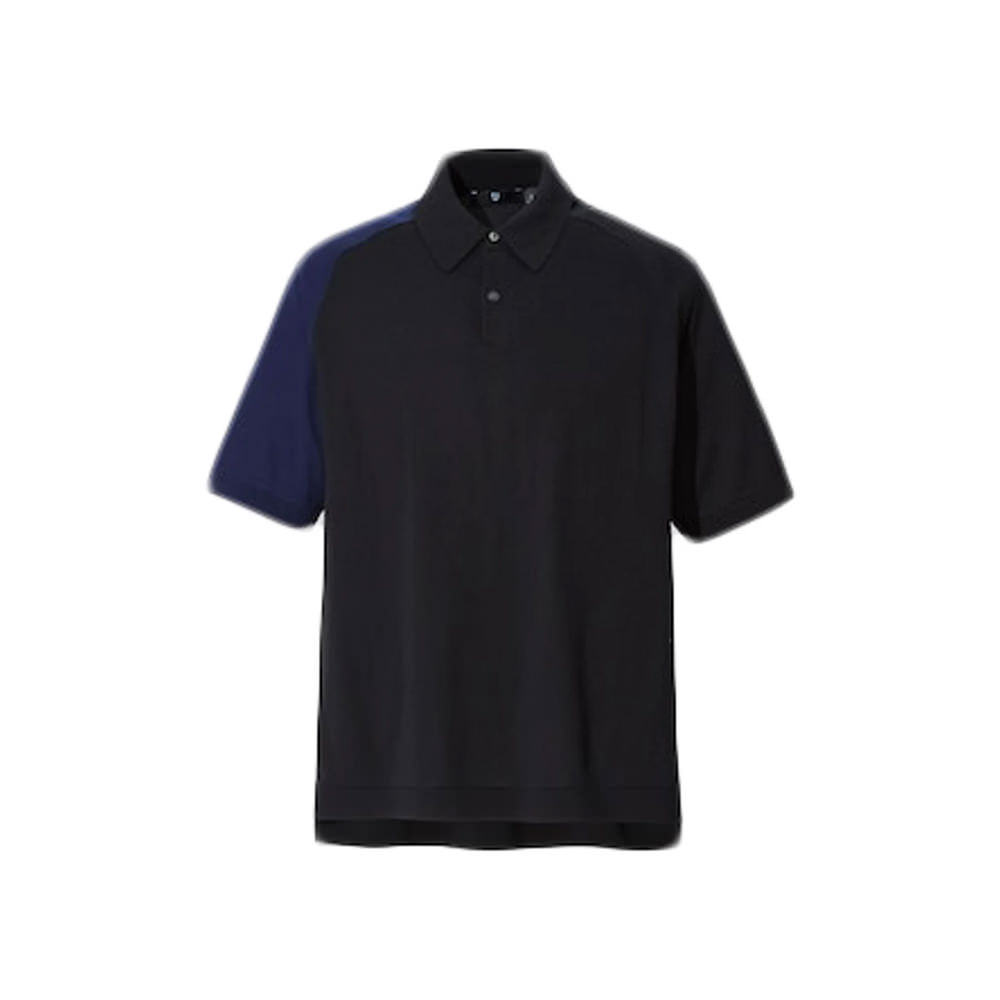 Uniqlo x Jil Sander Cotton Knitted Two Tone Polo Shirt BlackUniqlo