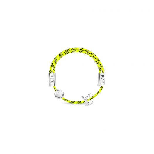 Louis Vuitton Fluo Necklace Bracelet Yellow in Calfskin Leather with Silver-tone