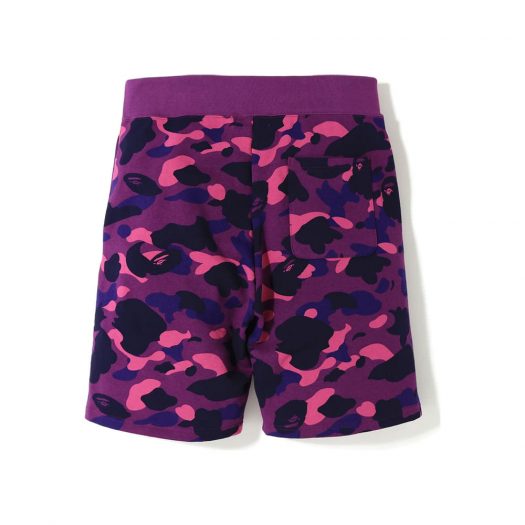 Bape Color Camo Logo Sweat Shorts Purple
