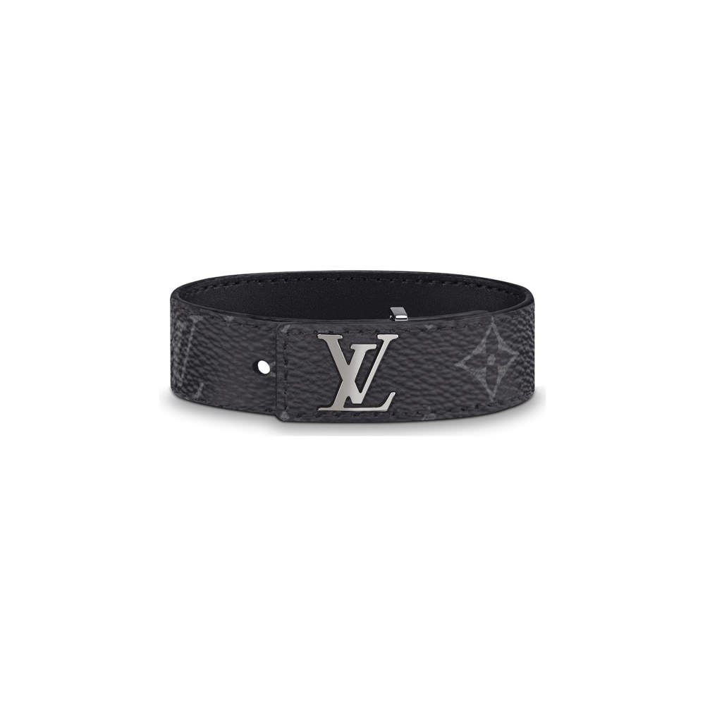 Louis Vuitton Monogram Chain Bracelet Silver/Black/Ruthenium for Men