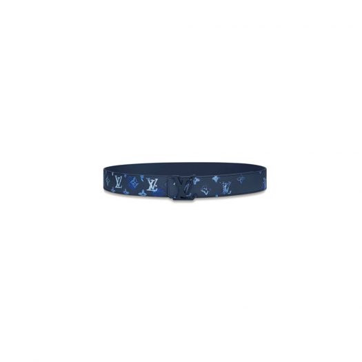 Louis Vuitton LV Shape Reversible Belt 40 MM Dark Blue in Canvas/Leather with Blue-tone