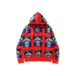 Bape Invasion Relaxed Pullover Hoodie Red