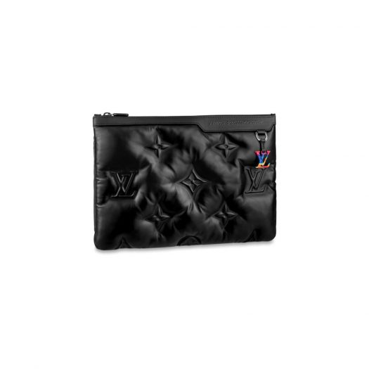 Louis Vuitton A4 Pouch Monogram Puffer Black in Lambskin with Silver-tone