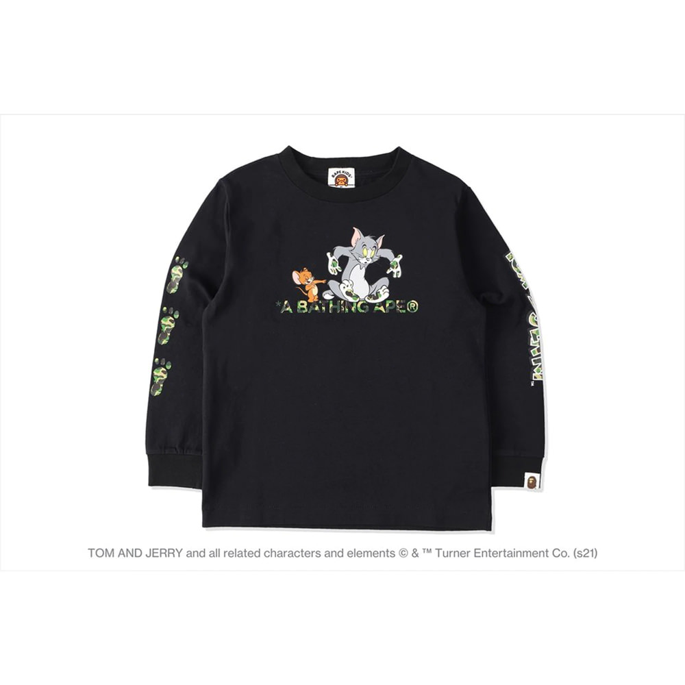 BAPE x Tom and Jerry Footprints Kids L/S Tee BlackBAPE x Tom and