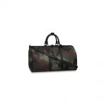Louis Vuitton Keepall Bandouliere Camouflage Monogram 50 Black/Green in Nylon with Black-tone
