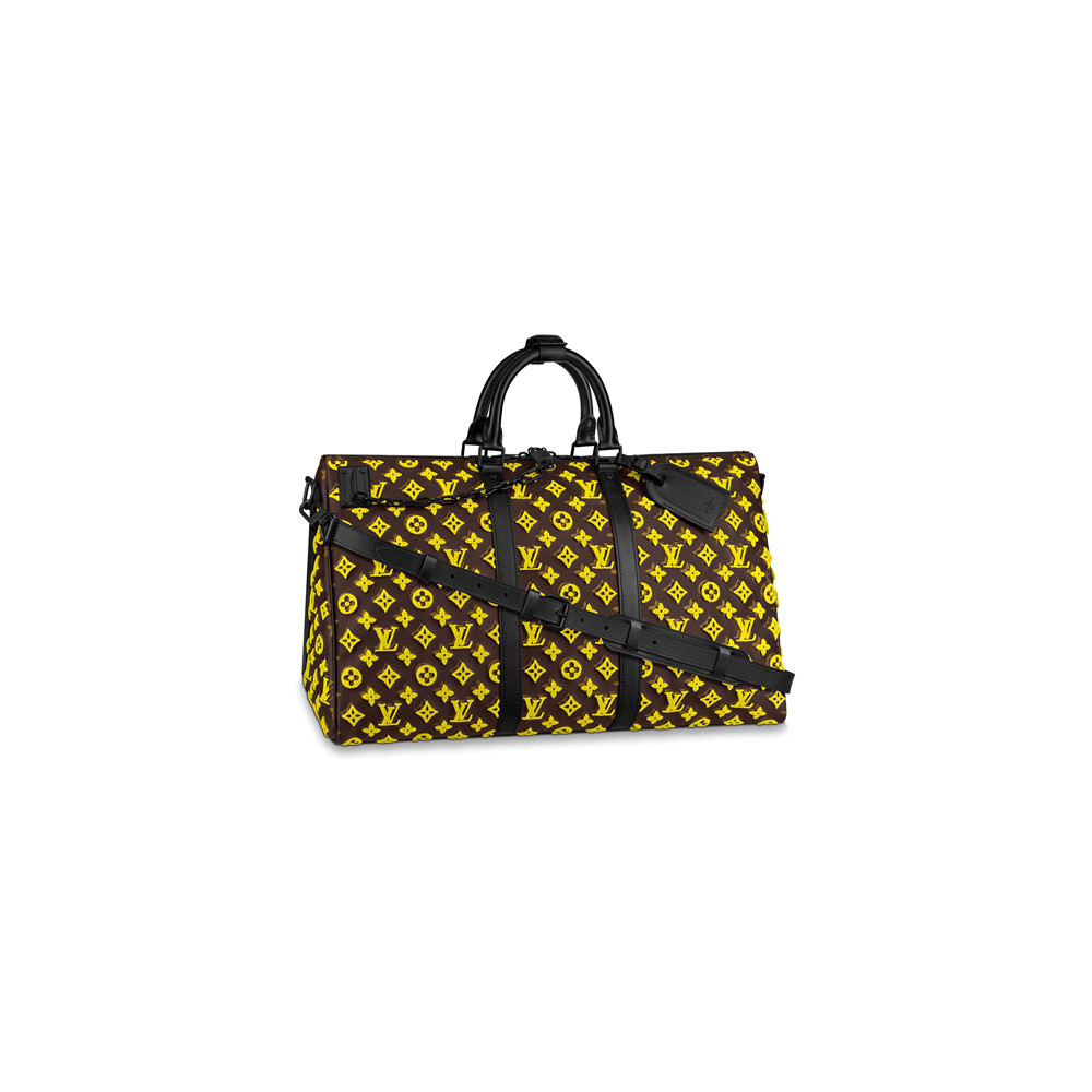 Louis Vuitton Keepall Triangle Bandouliere Monogram Tuffetage 50 Yellow ...