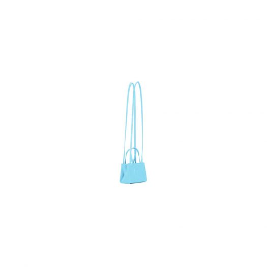 Telfar Shopping Bag Medium Pool Blue in Vegan Leather with Silver-tone