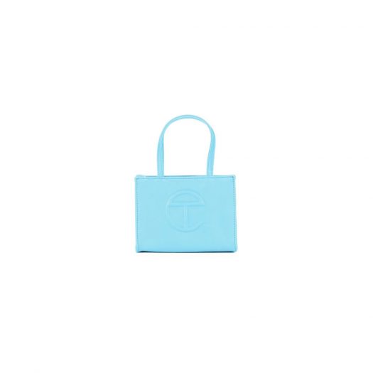 Telfar Shopping Bag Small Pool Blue in Vegan Leather with Silver-tone
