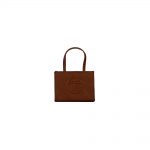 Telfar Shopping Bag Small Chocolate in Vegan Leather with Silver-tone