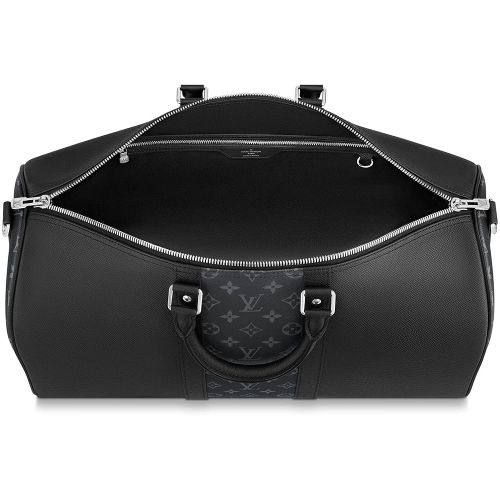 Louis Vuitton Keepall Bandouliere Monogram Eclipse Outdoor Split 50 Black/Silver  in Coated Canvas/Leather with Dark Silver-tone - US