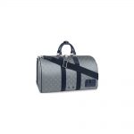 Louis Vuitton Keepall Bandouliere Monogram Satellite 50 Silver in Satellite Coated Canvas with Silver/Blue-tone