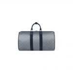 Louis Vuitton Keepall Bandouliere Monogram Satellite 50 Silver in Satellite Coated Canvas with Silver/Blue-tone