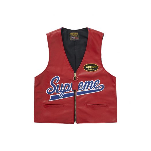 Supreme Vanson Leathers Spider Web Vest Red