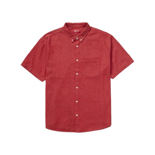 Supreme Embossed Denim S/S Shirt Red