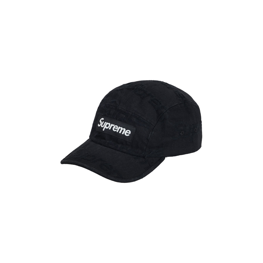 Supreme Frayed Logos Denim Camp Cap Black