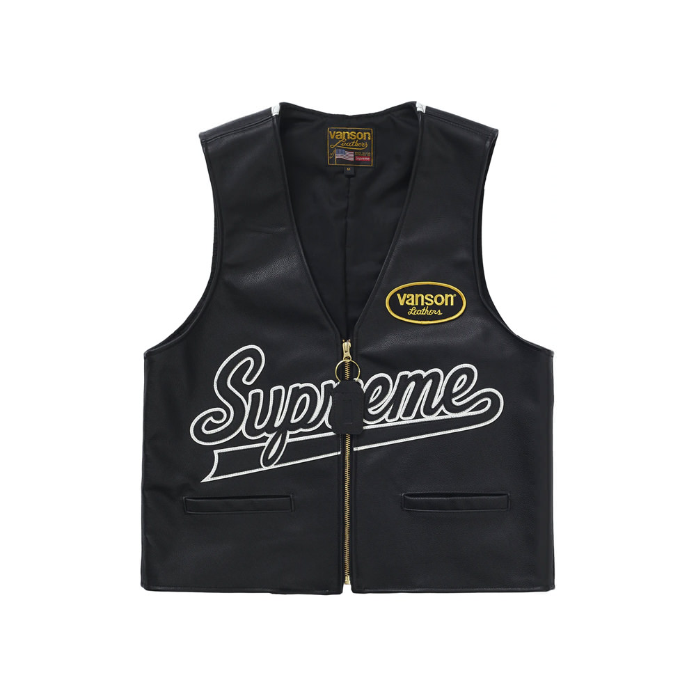 Supreme Vanson Leathers Spider Web Vest Black