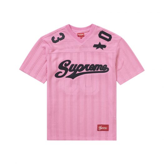 Supreme Mesh Stripe Football Jersey Pink